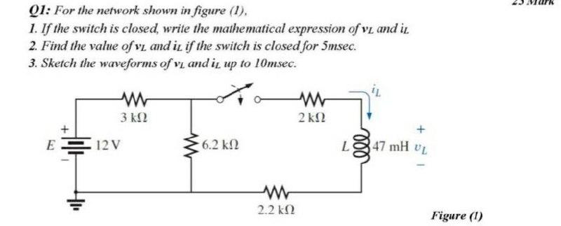Solved Q1: For the network shown in figure (1), 1. If the | Chegg.com