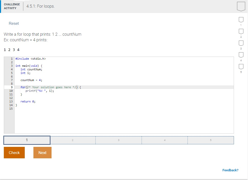 Solved CHALLENGE4.5.1: For loops ACTIVITY Reset Write a for | Chegg.com