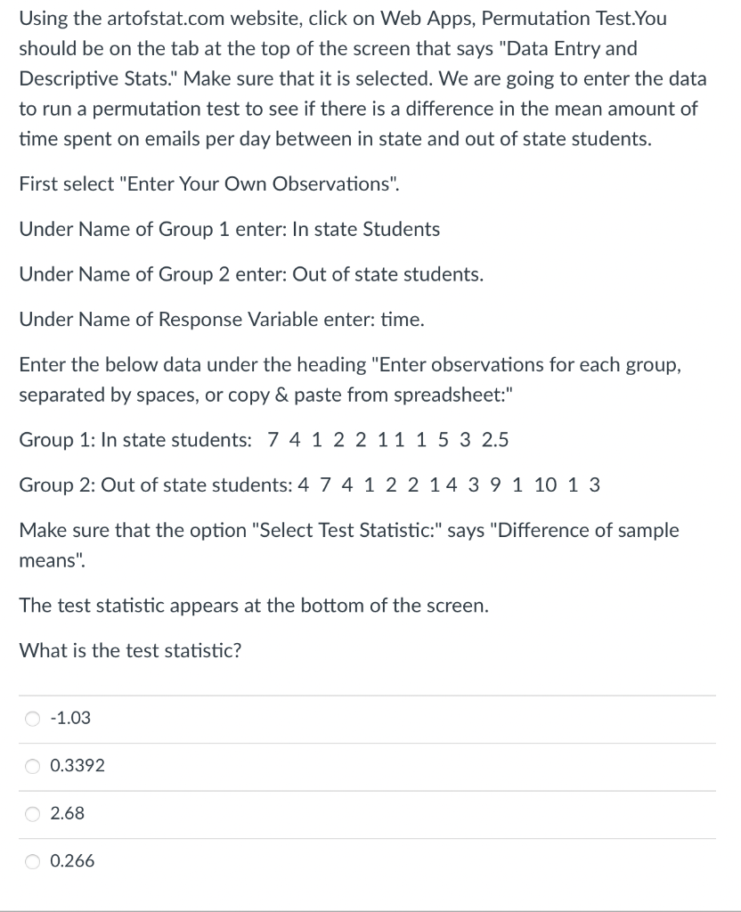 Solved Using The Artofstat.com Website, Click On Web Apps, | Chegg.com