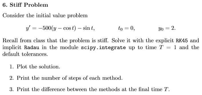 Solved 6. Stiff Problem Consider the initial value problem y | Chegg.com
