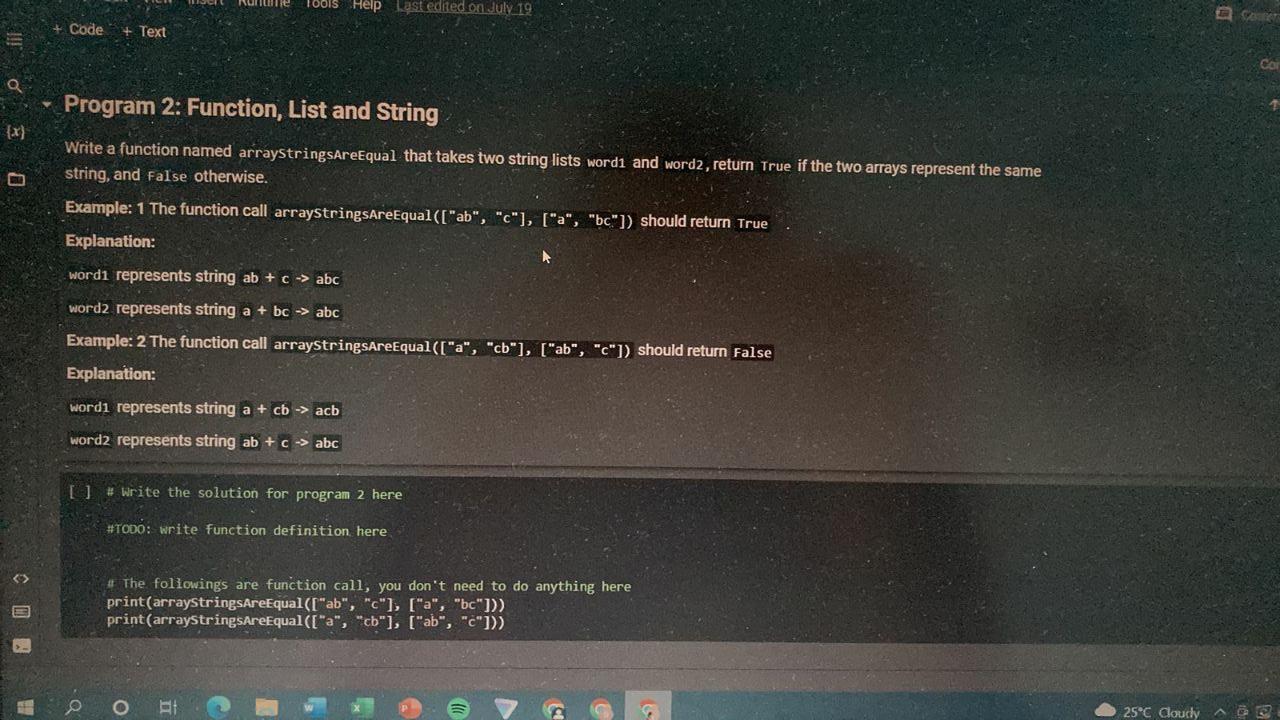 Solved - Program 2: Function, List and String Write a | Chegg.com