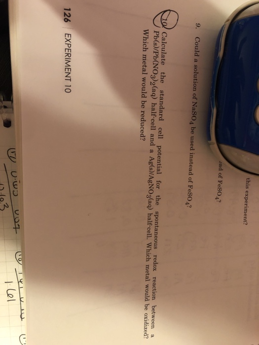 Solved this experiment? ead of FeSO4? 9. Could a solution of | Chegg.com