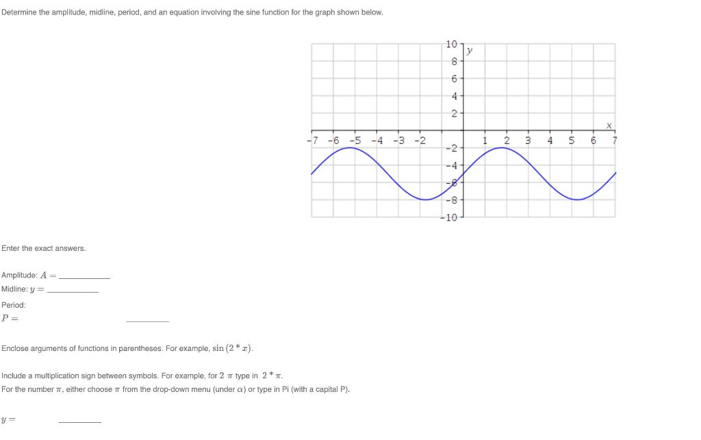 Solved Determine The Amplitude, Midline, Period, And An 