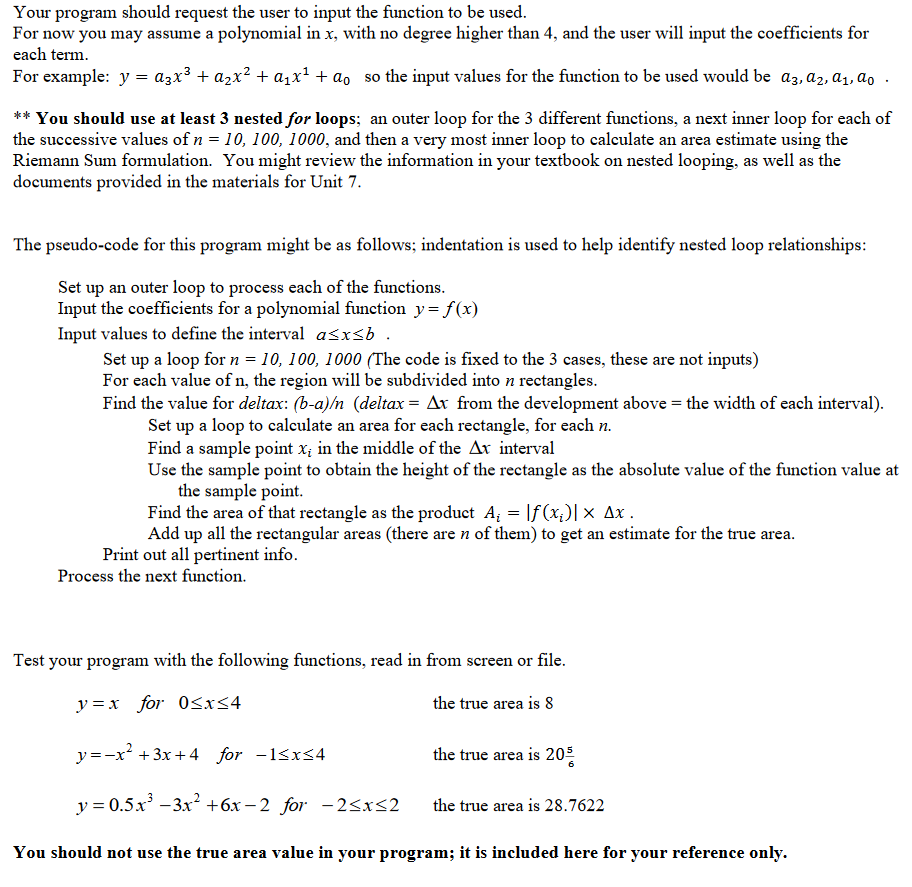 Solved The objective of this Program is to use for loops and | Chegg.com