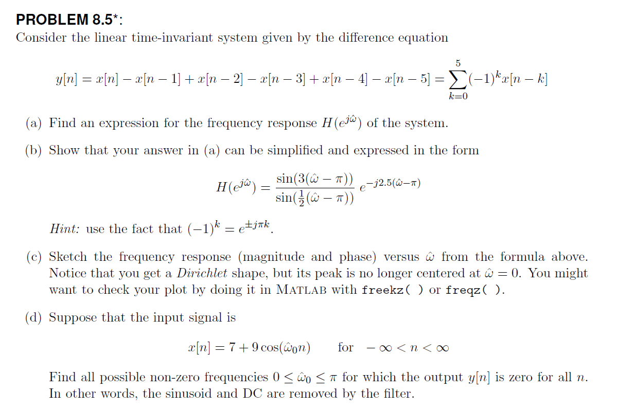 Solved Problem 8 5 Consider The Linear Time Invariant S Chegg Com