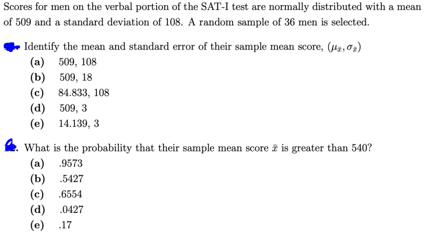 Solved Scores for men on the verbal portion of the SAT-I | Chegg.com