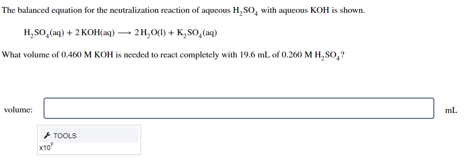 Solved The balanced equation for the neutralization reaction | Chegg.com