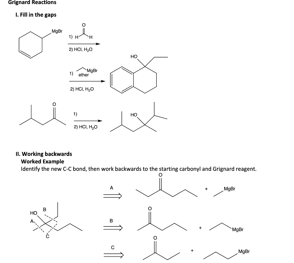 Solved Grignard Reactions 1. Fill in the gaps MgBr 1) H H 2) | Chegg.com