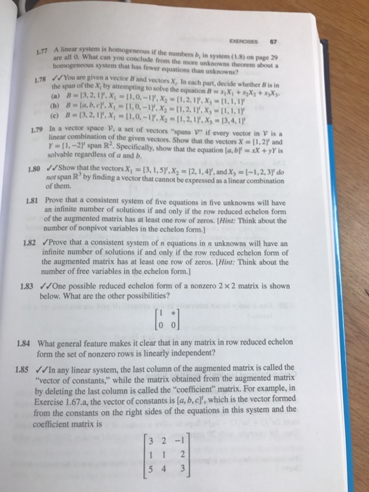 Solved EXERCISES 67 A Linear System Is Homogeneous If The Chegg