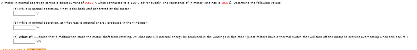 Solved A Motor In Normal Operation Carries A Direct Current 