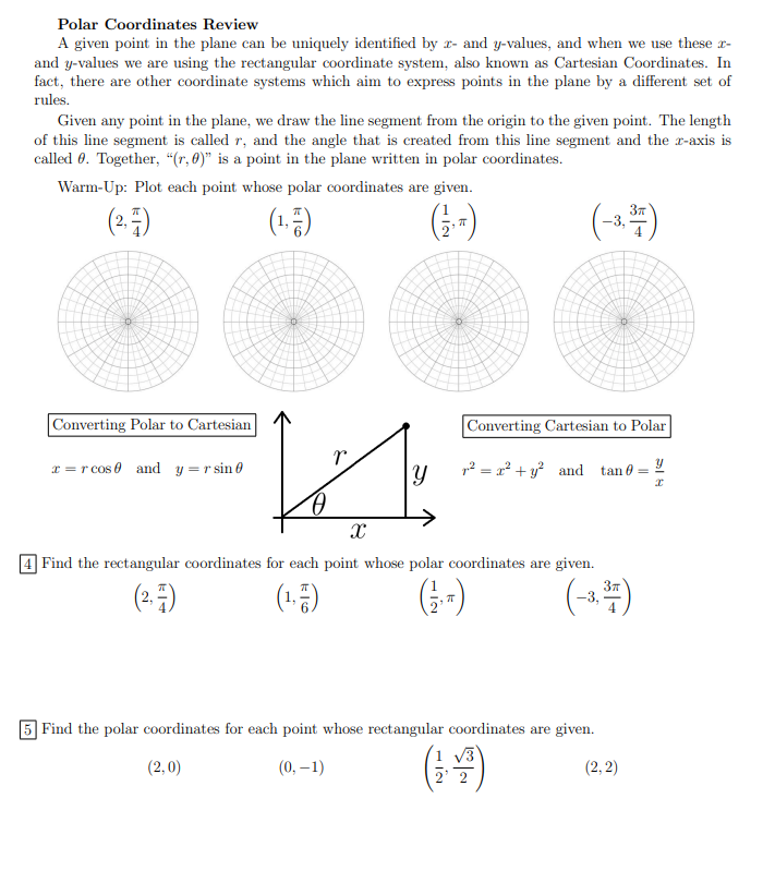 Solved Polar Coordinates Review A given point in the plane | Chegg.com