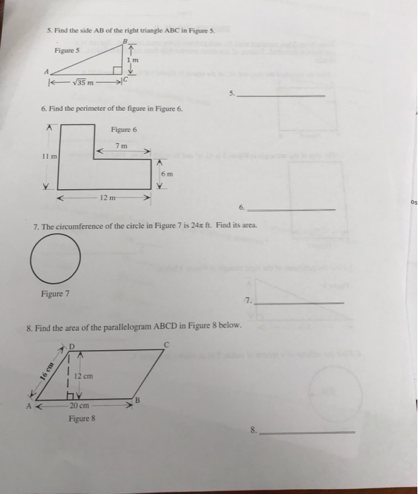 Solved 5. Find the side AB of the right triangle ABC in | Chegg.com