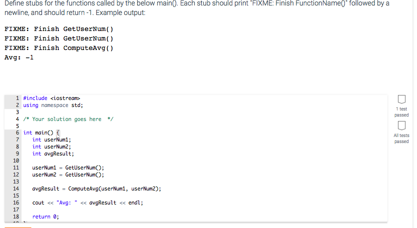 Solved Define stubs for the functions called by the below | Chegg.com