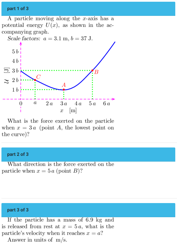 Solved A Particle Moving Along The X-axis Has A Potential | Chegg.com