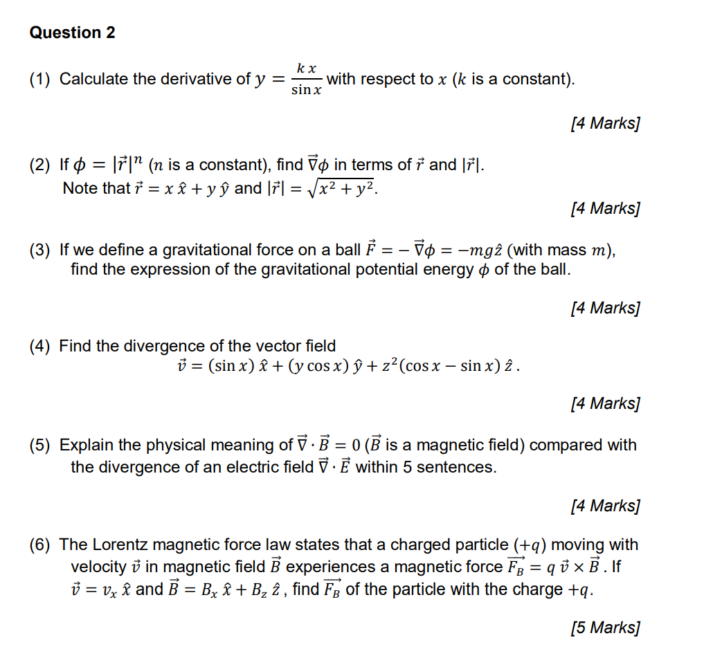 Solved Question 2 1 Calculate The Derivative Of Y Wit Chegg Com