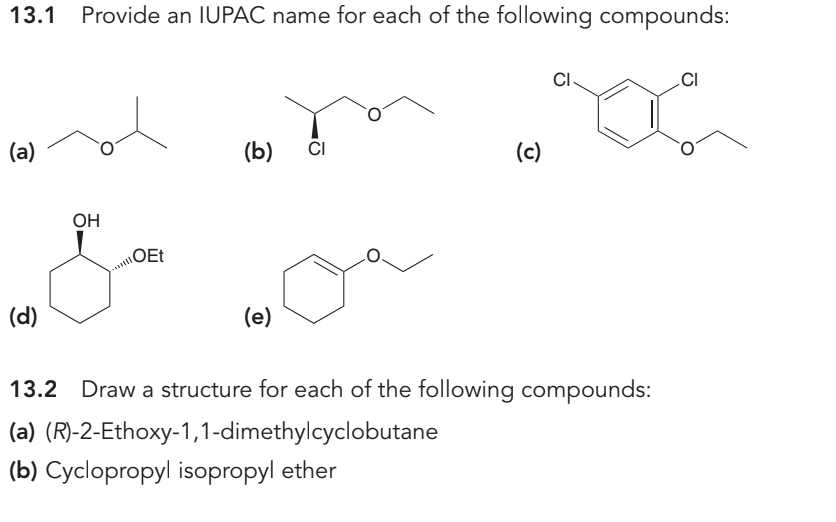 13 1 Provide An Iupac Name For Each Of The Following Chegg 