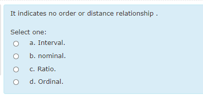 Solved It indicates no order or distance relationship. | Chegg.com