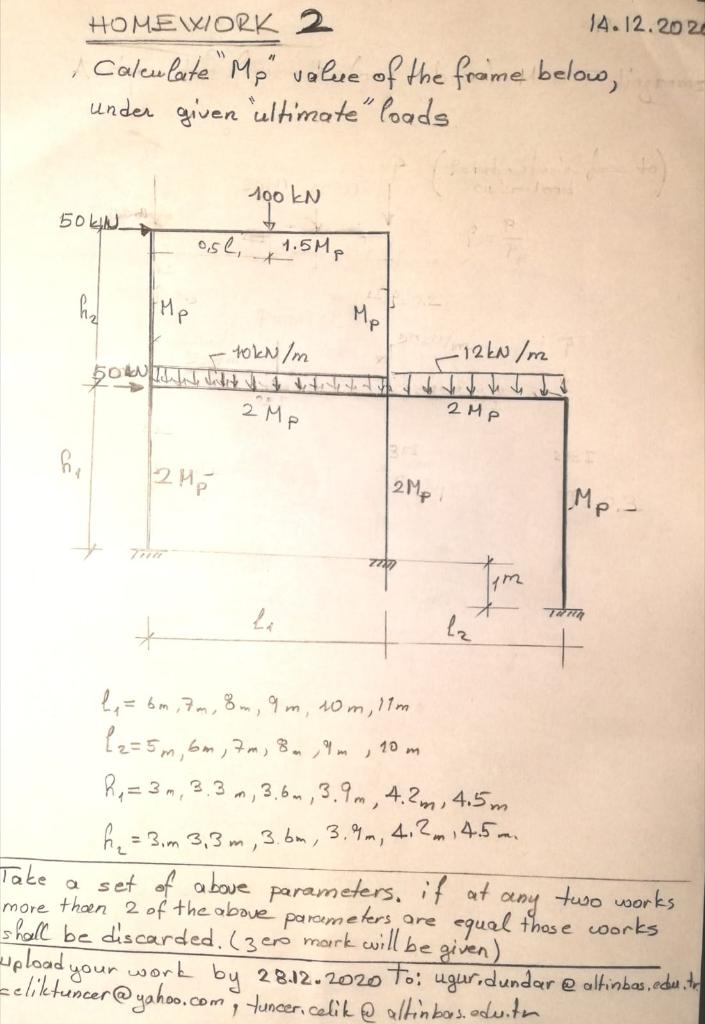 Solved 14.12.2020 HOMEWORK 2 Calculate Mp" value of the | Chegg.com