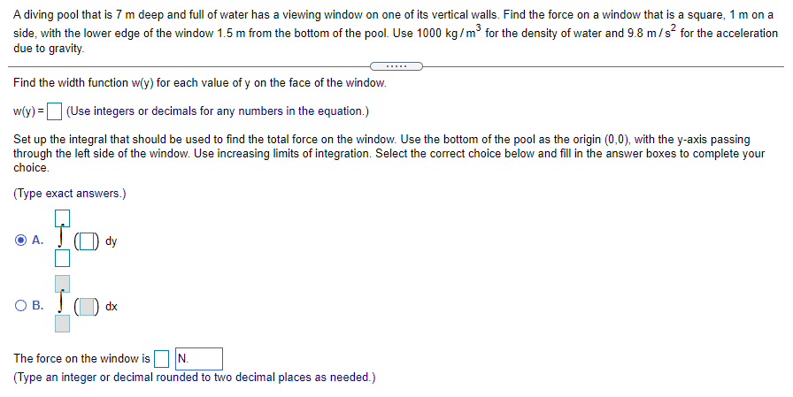 Solved A diving pool that is 7 m deep and full of water has | Chegg.com