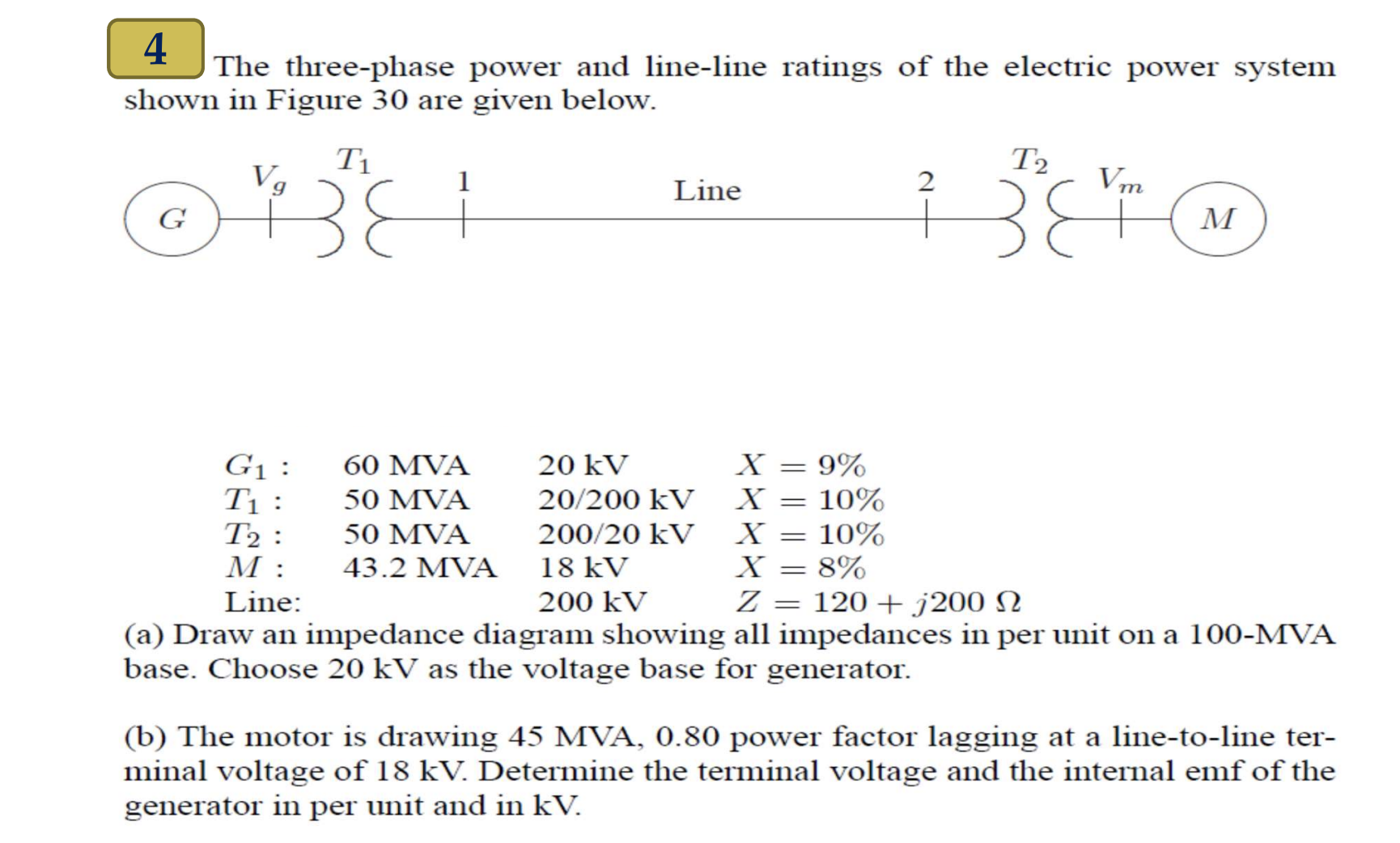 Solved 4 The three-phase power and line-line ratings of the | Chegg.com