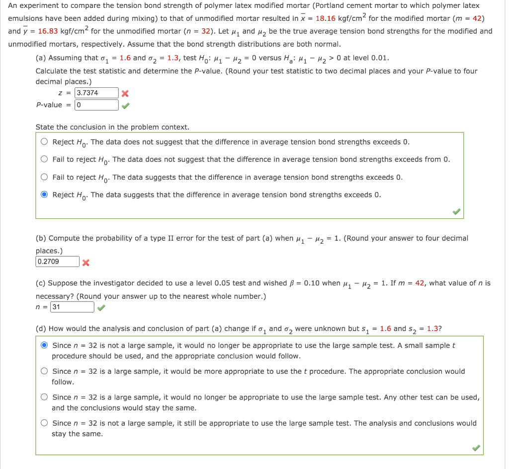 an experiment to compare the tension bond strength