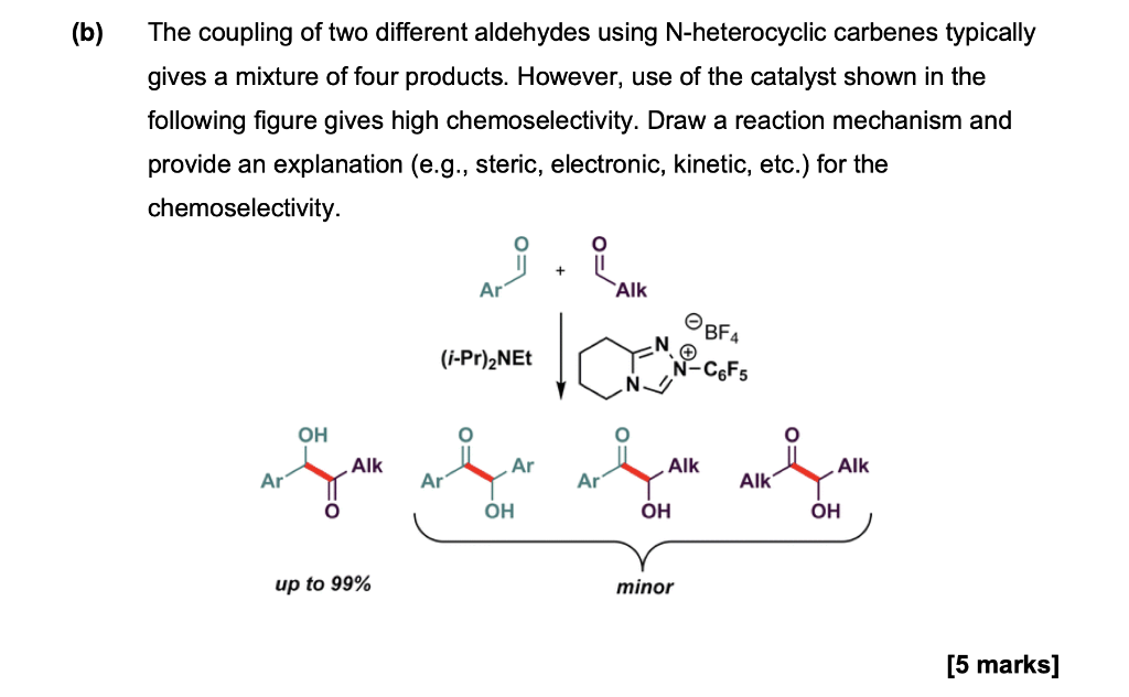 Solved The coupling of two different aldehydes using | Chegg.com