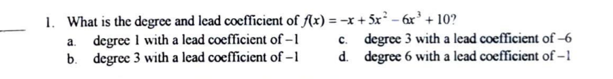 Solved What is the degree and lead coefficient of | Chegg.com