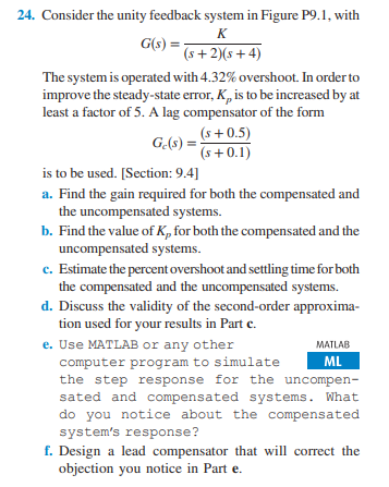 Solved 24. Consider the unity feedback system in Figure | Chegg.com