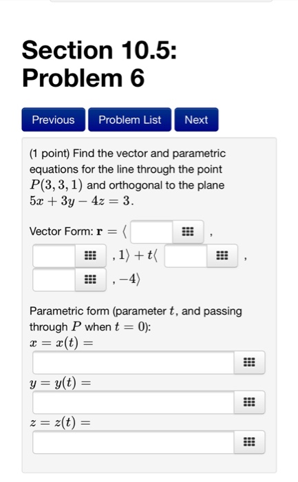 Solved Find the vector and parametric equations for the line | Chegg.com