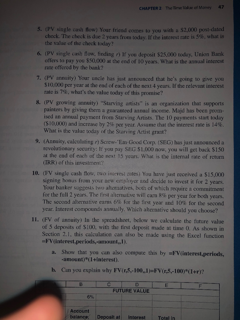 Solved CHAPTER 2 The Time Value of Money 47 5. (PV single | Chegg.com