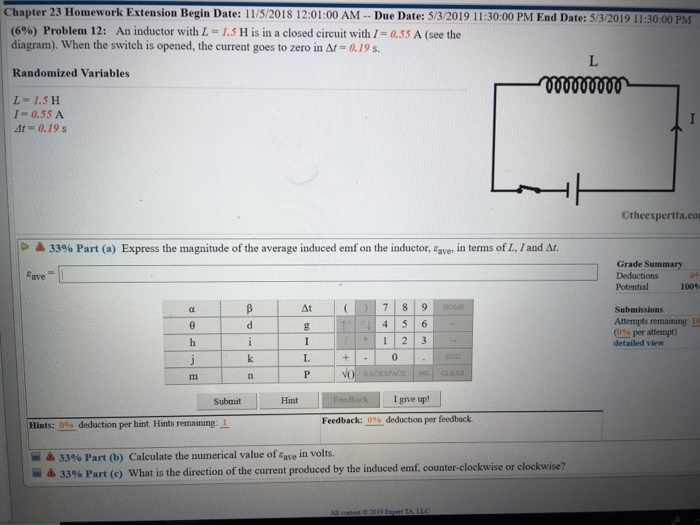 Solved Chapter 23 Homework Extension Begin Date: 11/5/2018 | Chegg.com