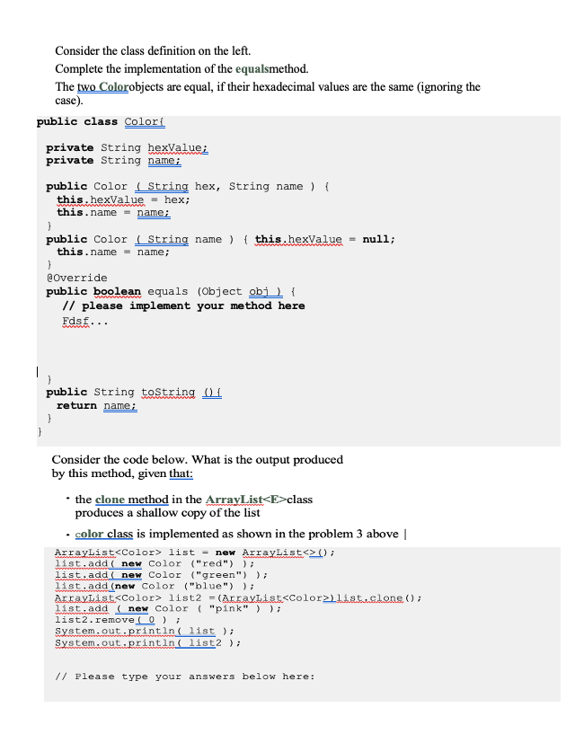 Solved Consider the class definition on the left. Complete | Chegg.com
