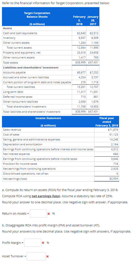 Solved Refer To The Financial Information For Target | Chegg.com