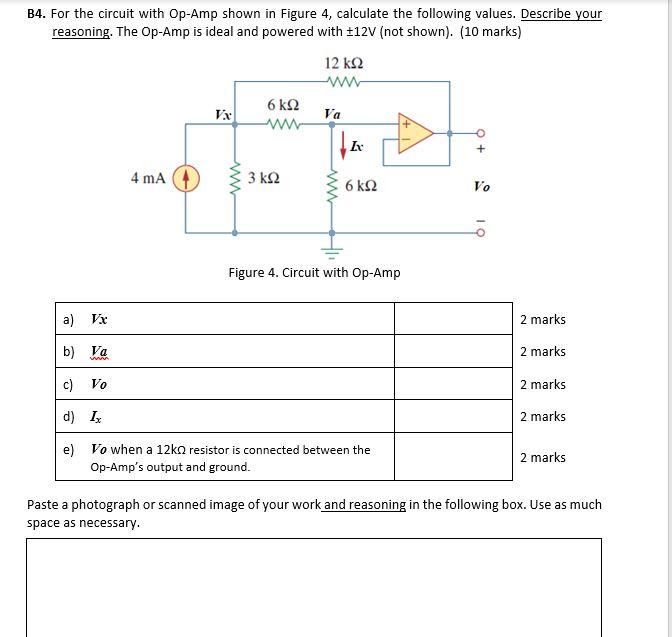 Solved B4. For The Circuit With Op-Amp Shown In Figure 4, | Chegg.com