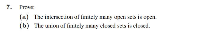 show that the intersection of finitely many open sets is open