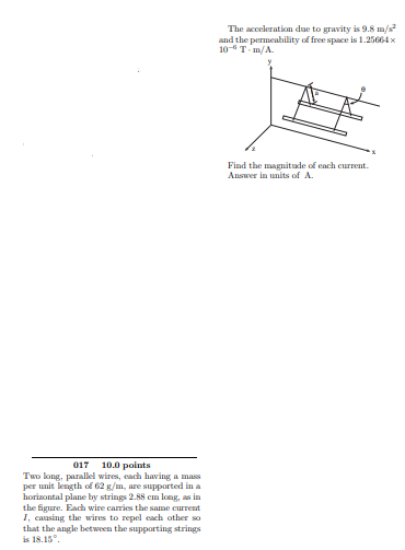 Solved The acceleration due to gravity is 9.8 m/s2 and the | Chegg.com