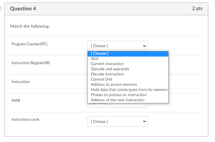 Solved Question 3 1 pts Which of the following instructions | Chegg.com