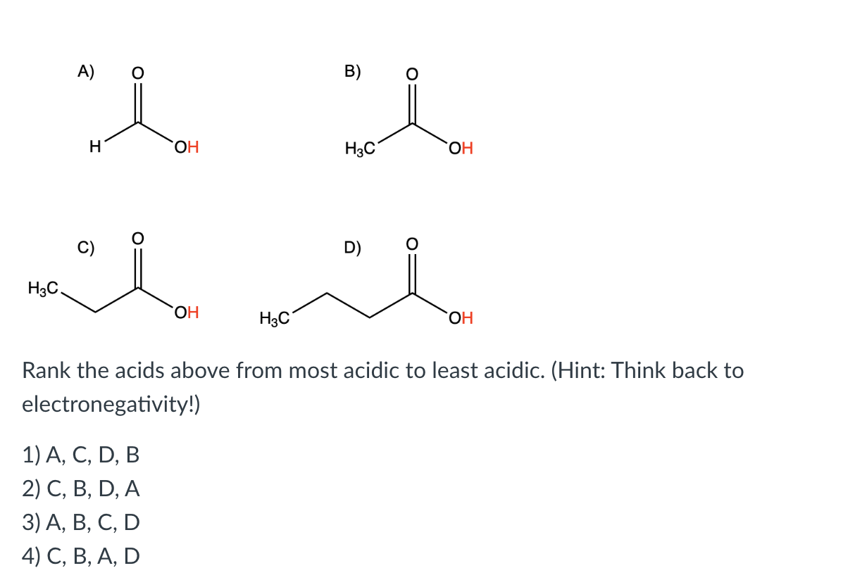 Solved Rank the acids above from most acidic to least | Chegg.com