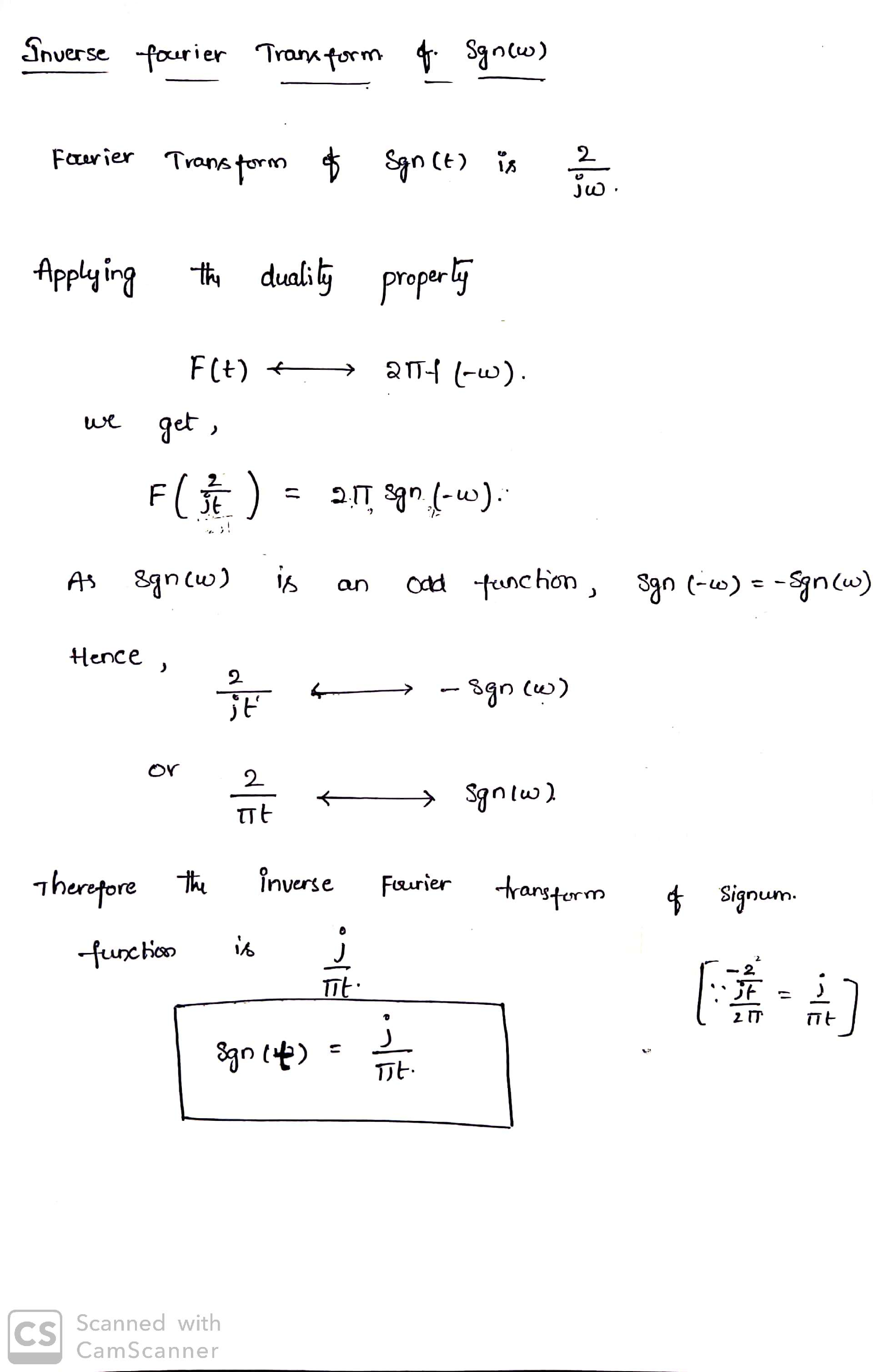 Find The Inverse Fourier Transform Of Sgn HomeworkLib