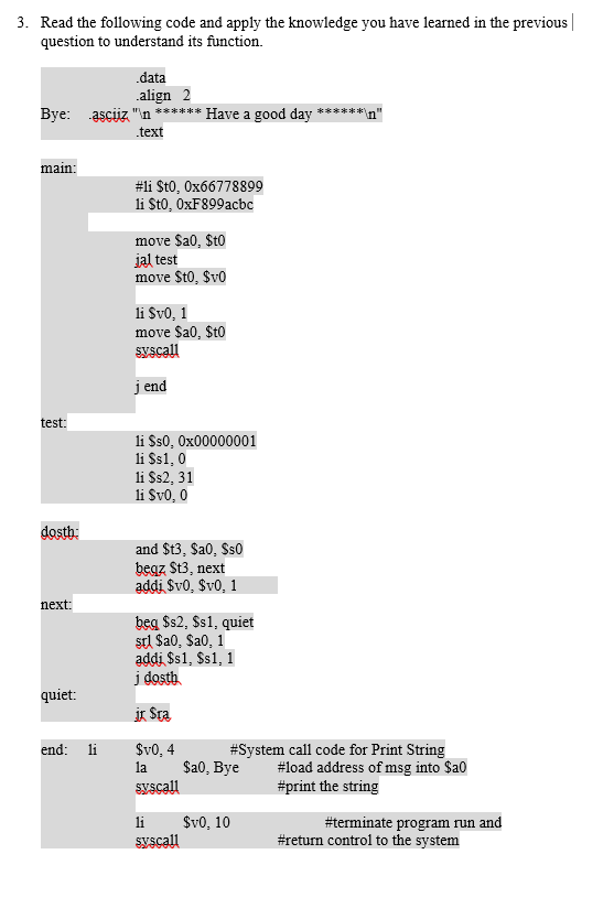 Solved Read the following code and apply the knowledge you | Chegg.com