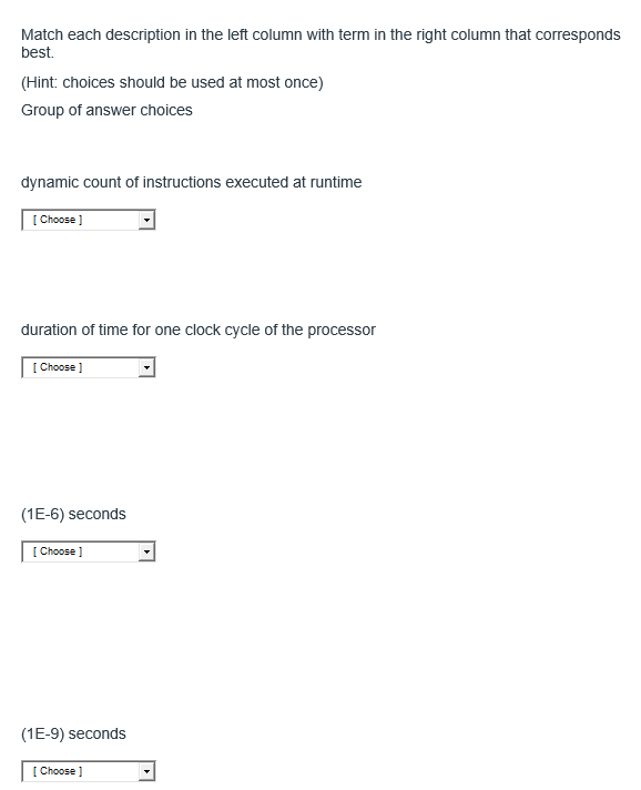 Solved Match each description in the left column with term | Chegg.com