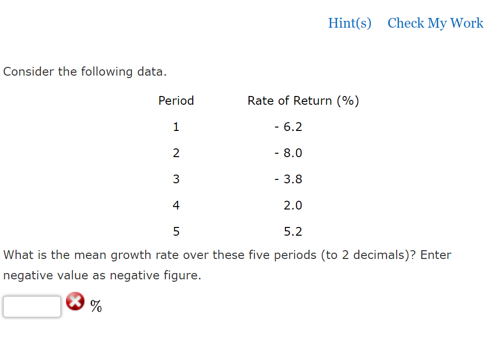 Solved Consider the following data. What is the mean growth