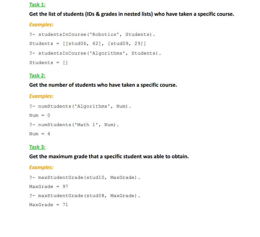 Solved Task 1: Get the list of students (IDs & grades in | Chegg.com