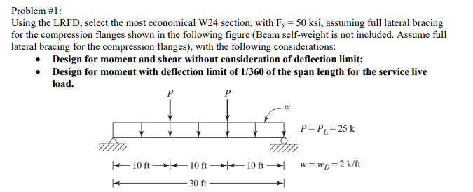 Solved Problem # 1 : Using the LRFD, select the most | Chegg.com