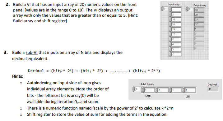 Solved Input antay Output array 10 0 1 0 2. Build a Vi that | Chegg.com