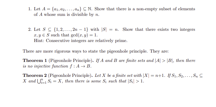 Solved 1 Let A A1 A2 An ⊆ N Show That There 0989