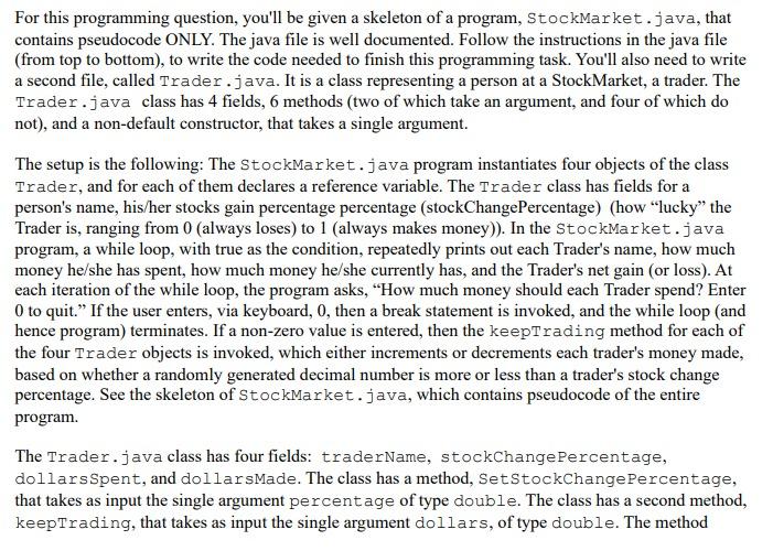 Solved For this programming question, you'll be given a | Chegg.com