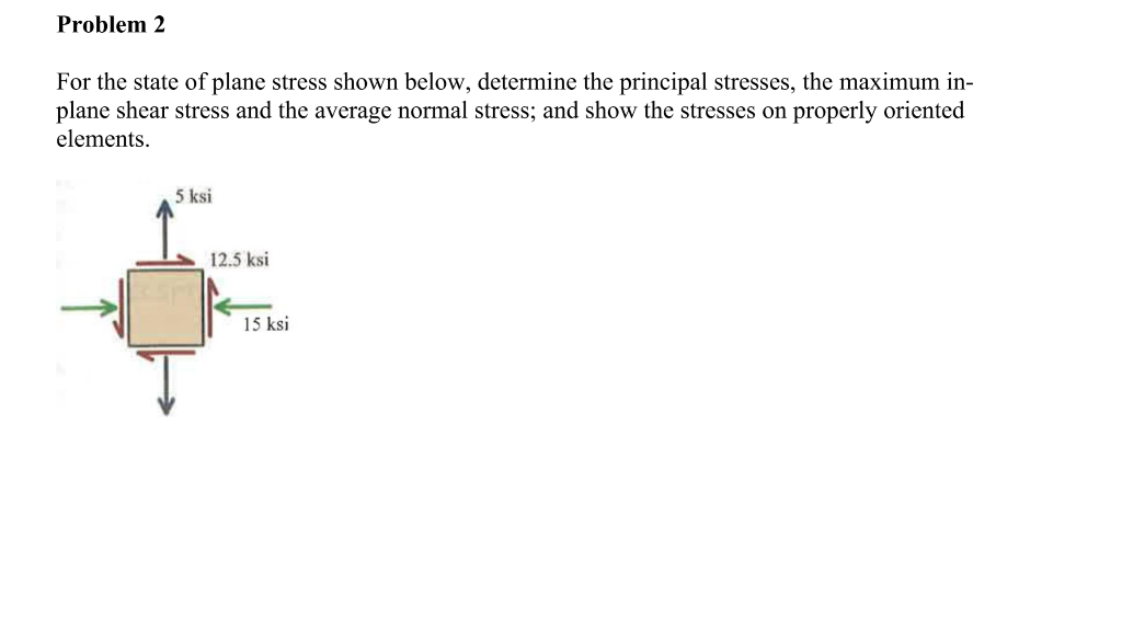Solved Problem 2 For the state of plane stress shown below, | Chegg.com