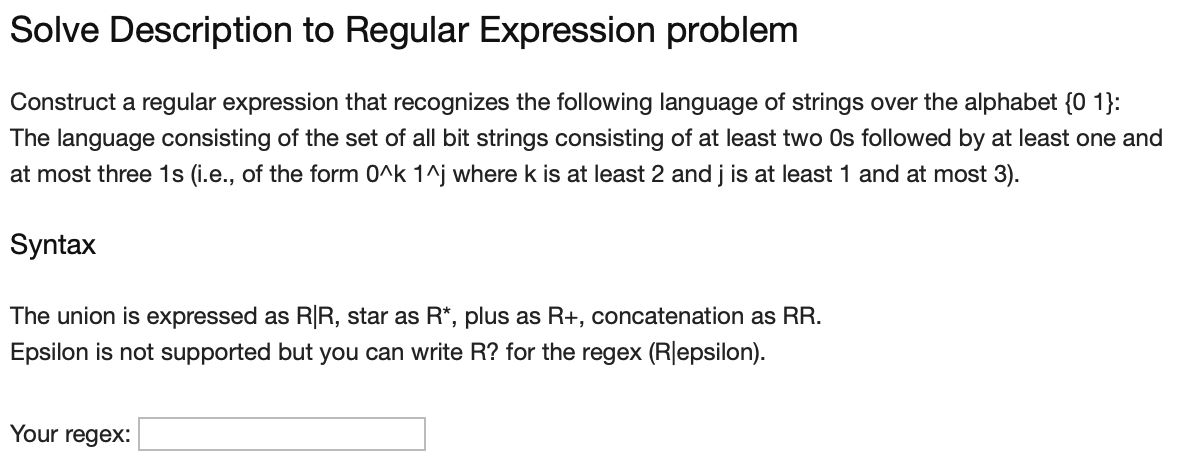 Solved Solve Description to Regular Expression problem | Chegg.com