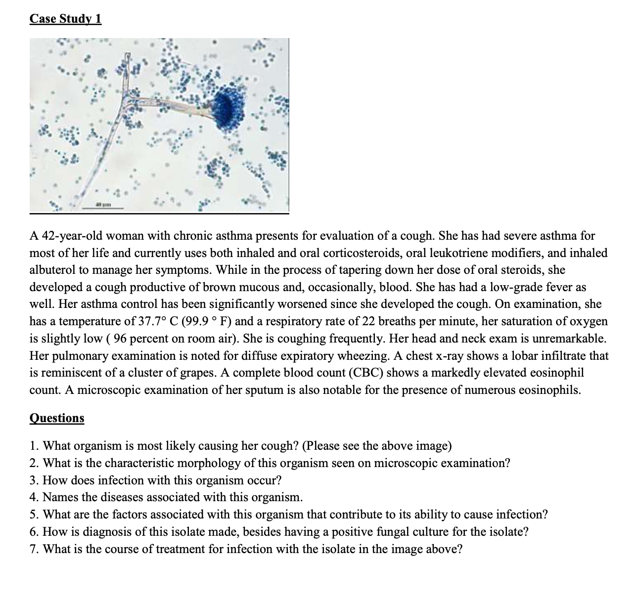 Solved Case Study 1 A 42-year-old woman with chronic asthma | Chegg.com